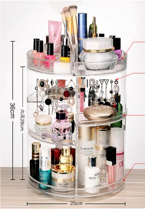 Kệ mỹ phẩm xoay 360 độ – Sắp Xếp Không Gian Phòng Ngủ – Hộp Chứa Đồ - Hộp