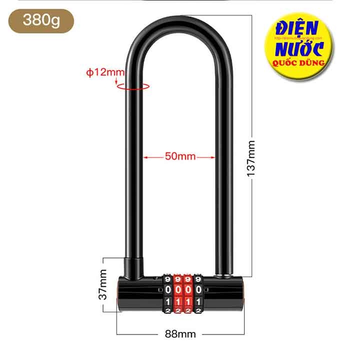 Ổ khóa số chữ U 4 số càng dài | Quốc Dũng