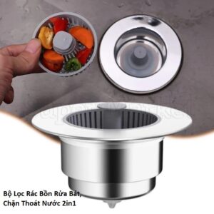 Bộ Lọc Rác Bồn Rửa Bát, Chặn Thoát Nước 2in1