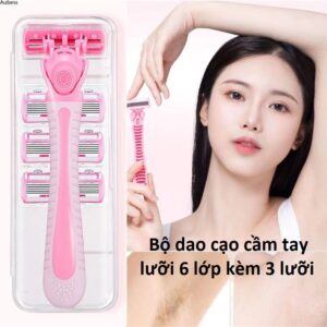 Bộ dao cạo cầm tay lưỡi 6 lớp kèm 3 lưỡi