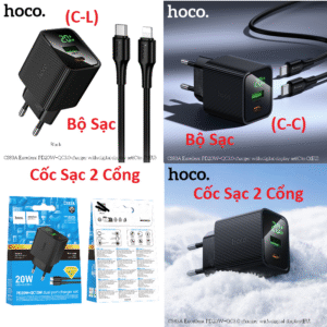 Bộ/ Cóc sạc nhanh 20W hoco CS83A (C-L)/ (C-C) 2 Đầu Type-c ra Lightning ip