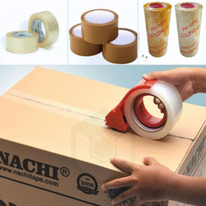 Băng Keo Dán Thùng (Vàng, Trong) 200 da và 100 da (Lốc 6 cuộn Hoặc 1 Cuộn)/ Dụng Cụ Cắt Băng Keo Lớn