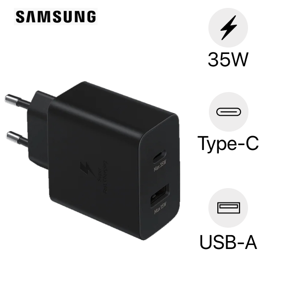 Củ sạc Samsung Siêu nhanh 35W (Không Kèm cáp), Đen
