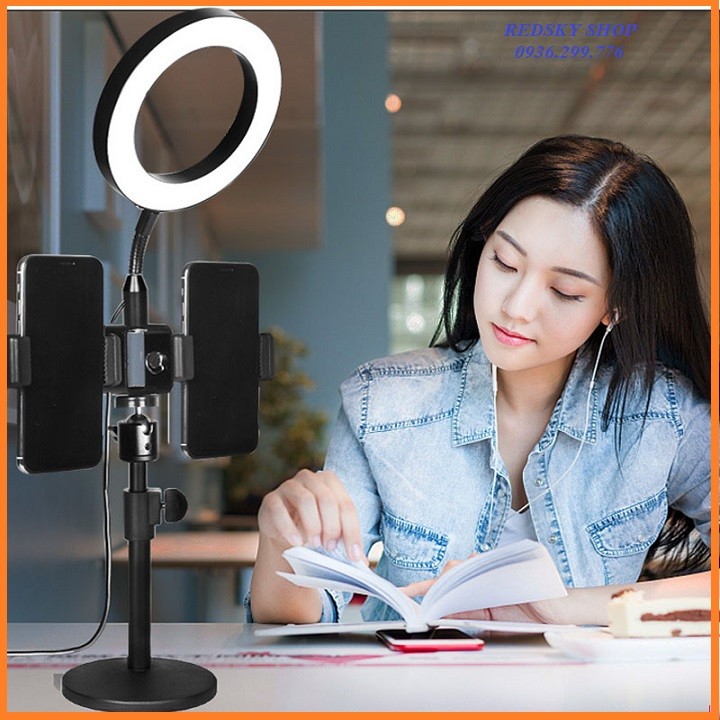 Lịch sử giá Đèn Led Livestream Để Bàn Mini Tích Hợp 2 Giá Đỡ Điện Thoại Kiểu Chữ T H399,Đèn led livestream để bàn mini tích hợp 2 giá đỡ điện thoại