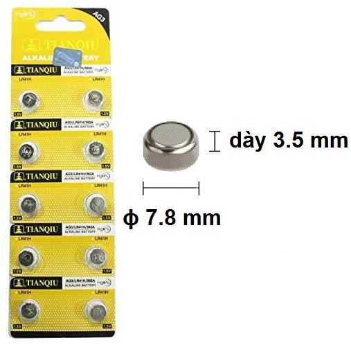 Vỉ 10 viên pin AG3/LR41: 15.000 đ/vỉ 10 viên, 6 vỉ = 75.000 đ