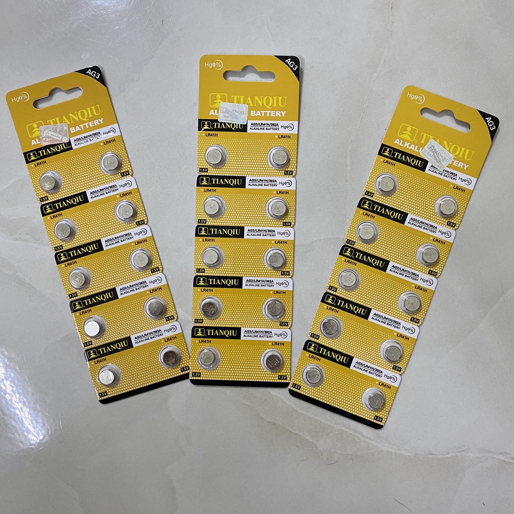 1 Vỉ 10 Viên Pin Cúc Áo AG3/LR41 Dùng Cho Đồng Hồ, Đèn Đom Đóm, Nến Và Đồ Điện Tử