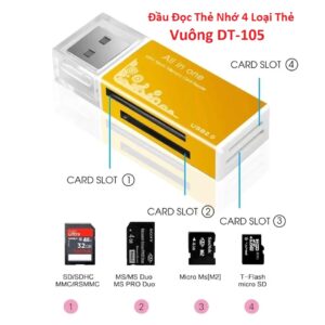 Đầu Đọc Thẻ Nhớ 4 Loại Thẻ Vuông DT-105