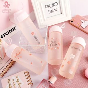Bình nước thủy tinh in hoa vỏ mờ 350ml///DL///18///H