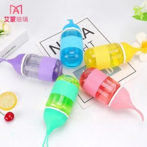 Bình Nước Khí Cầu Thủy Tinh Có Vỏ Silicon Chống Trượt 280ml///DL///3