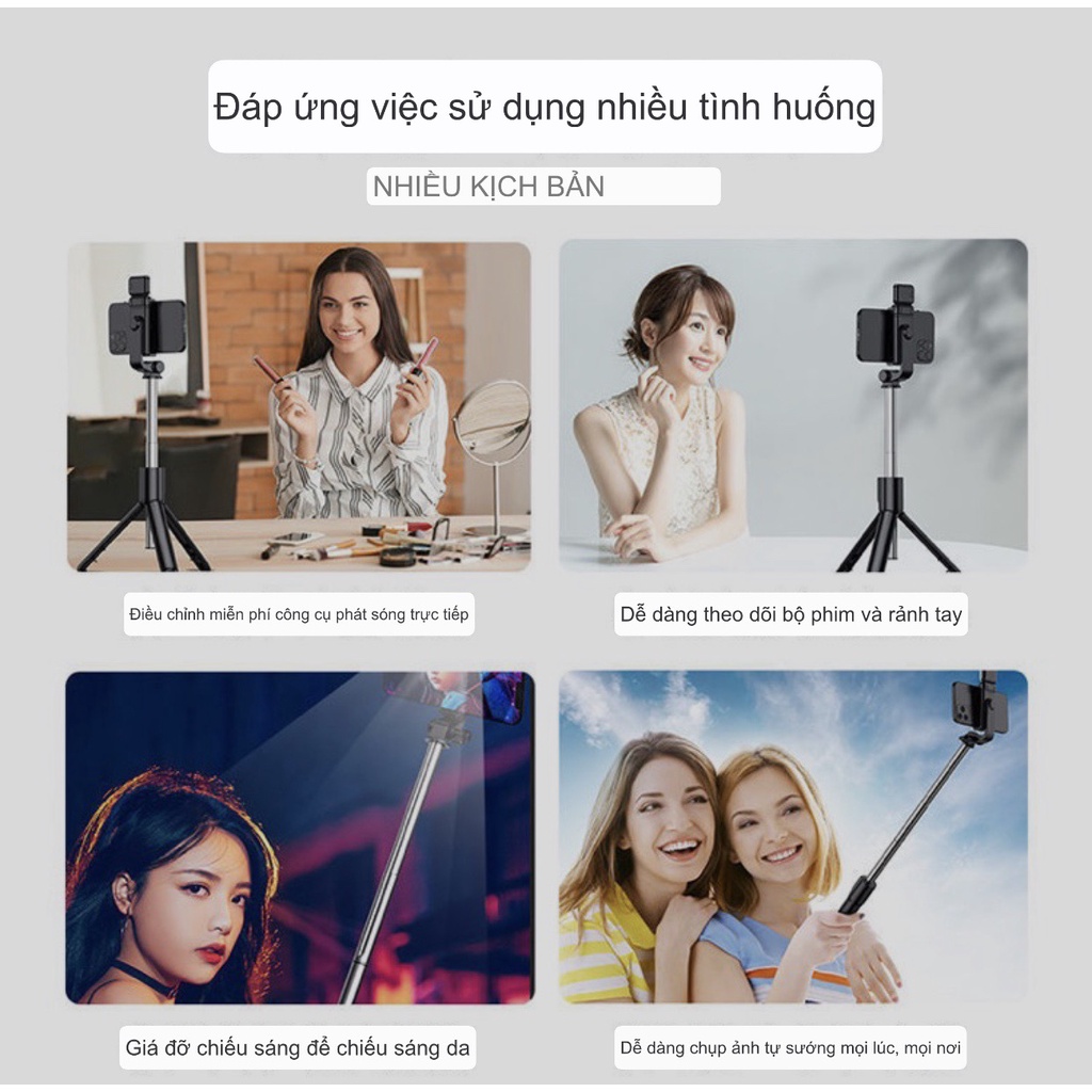 Gậy selfie chụp hình tự sướng Q07 có đèn led kèm nút bluetooth điểu khiển từ xa DTM Store