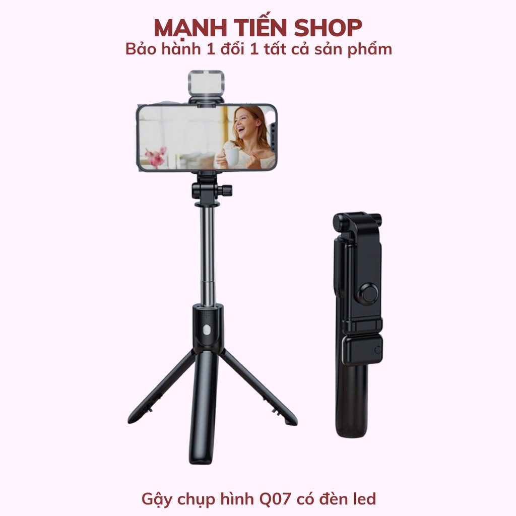 Gậy selfie chụp hình tự sướng Q07 có đèn led kèm nút bluetooth điểu khiển từ xa DTM Store