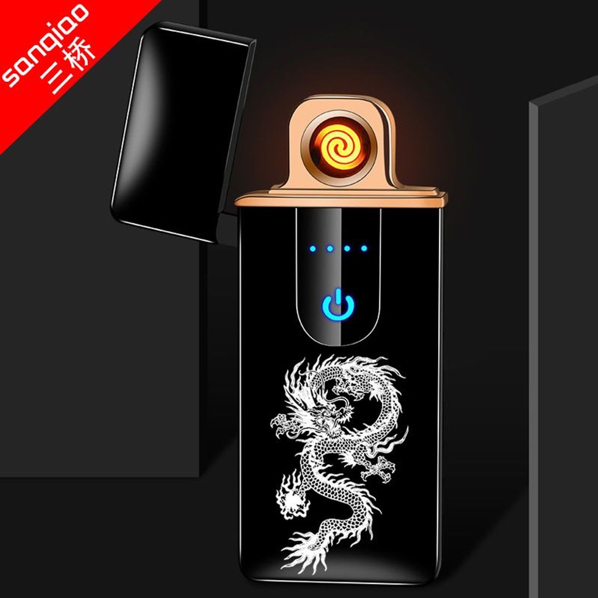 BẬT LỬA ĐIỆN, HỘT QUẸT CẢM ỨNG VÂN TAY KIM LOẠI HÌNH RỒNG - SẠC ĐIỆN