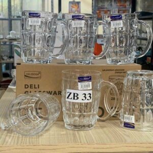 Set 6 Ly thủy tinh uống bia có quai ZB33. 380ml///8