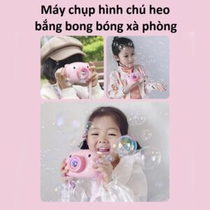 Máy chụp hình chú heo bắng bong bóng xà phòng