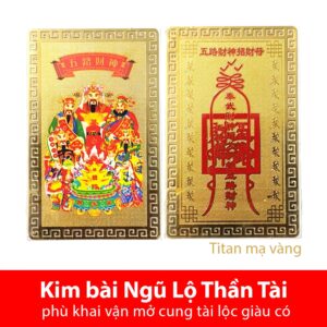 Kim bài Ngũ Lộ Thần Tài cầu tài lộc,may mắn,bình an-Mạ vàng///DL///30