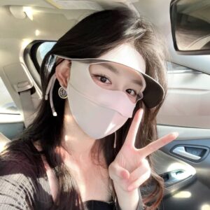 Mặt nạ chống nắng lụa băng + mũ cho tông da be///1