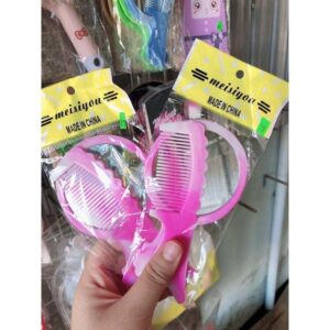 Gương nhựa cầm tay kèm lược mini bỏ túi kiểu dáng hoàng gia///DL///1