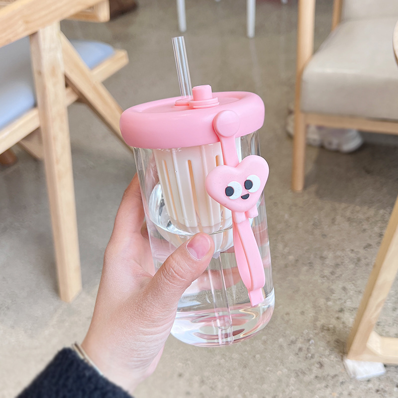 Bình Nước Thủy Tinh Detox Có Lọc Trà Và Ống Hút 450 ml - Chai Nước Detox  trong suốt 2 ngăn | Lazada.vn