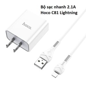 Bộ sạc nhanh 2.1A Hoco C81 Lightning ip
