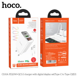 Bộ Sạc nhanh PD20W + QC3.0 Hoco C100A (2 Đầu Type-c)
