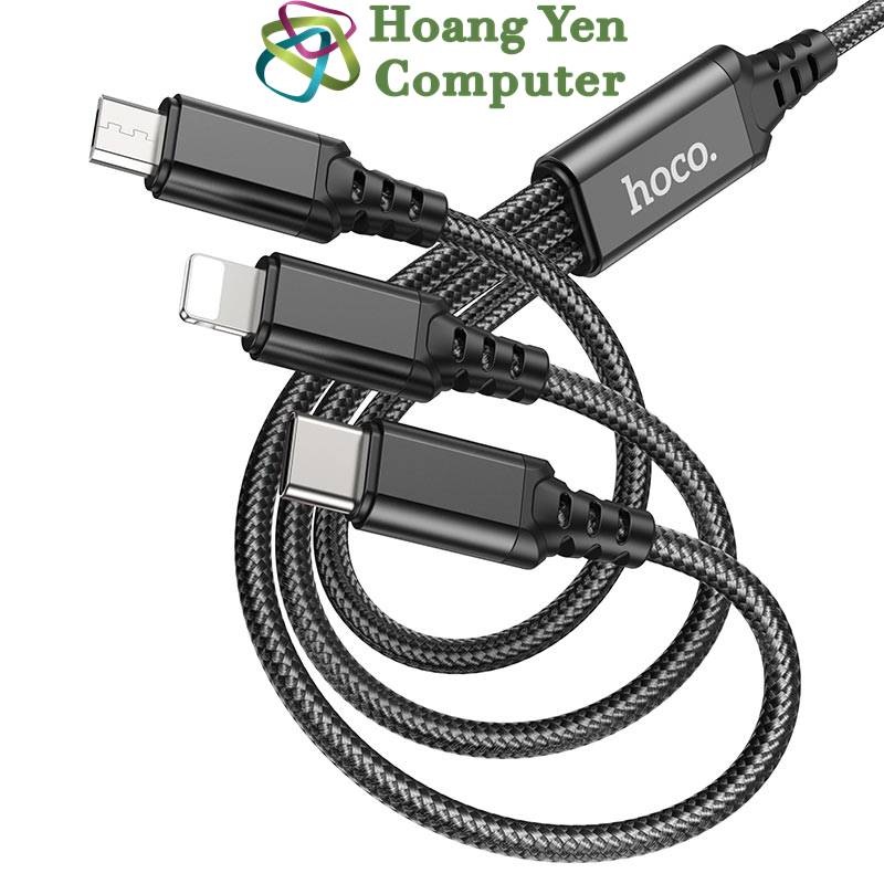 Cáp Sạc 3 Đầu Hoco X76 Dây Dù Dài 1.0M - BH 6 Tháng 1 Đổi 1 - Hoàng Yến Computer