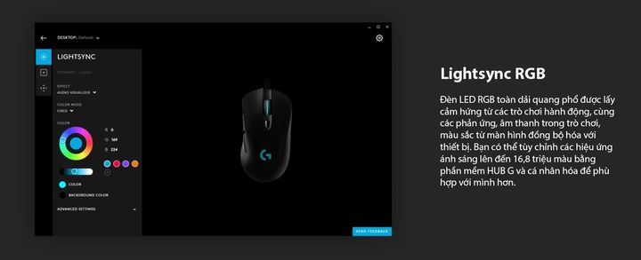 Chuột dây Logitech G407 Cảm biến HERO 25K, LED RGB, Gaming