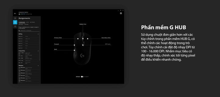 Chuột dây Logitech G407 Cảm biến HERO 25K, LED RGB, Gaming