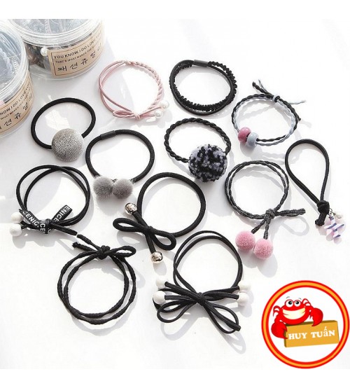 Hộp Chun Buộc Tóc 12 Dây Sang Trọng Cho Bạn Gái