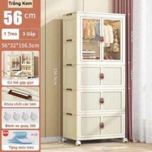 Tủ Quần áo Gấp Gọn Cho Bé 2 Cánh Mờ 4 Tầng. (hàng đặt trong ngày)///3