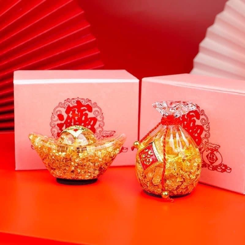 Túi tiền vàng lá, thỏi vàng, hồ lô phong thuỷ, quả cầu pha lê, bát tụ bảo  hũ vàng | Shopee Việt Nam