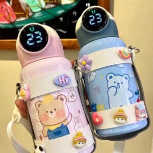 Bình giữ nhiệt cute inox báo nhiệt độ+ống hút