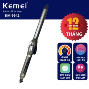 Máy Uốn Làm Xoăn Tóc Chỉnh 4 Mức Nhiệt Trục Xoay Cao Cấp Kemei Km 9942///DL