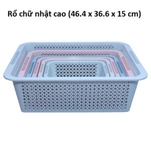 Rổ chữ nhật cao (46.4 x 36.6 x 15 cm)