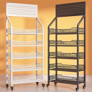 Kệ để hàng tạp hoá có bánh xe Kệ siêu thị 5 tầng. (hàng đặt trong ngày)