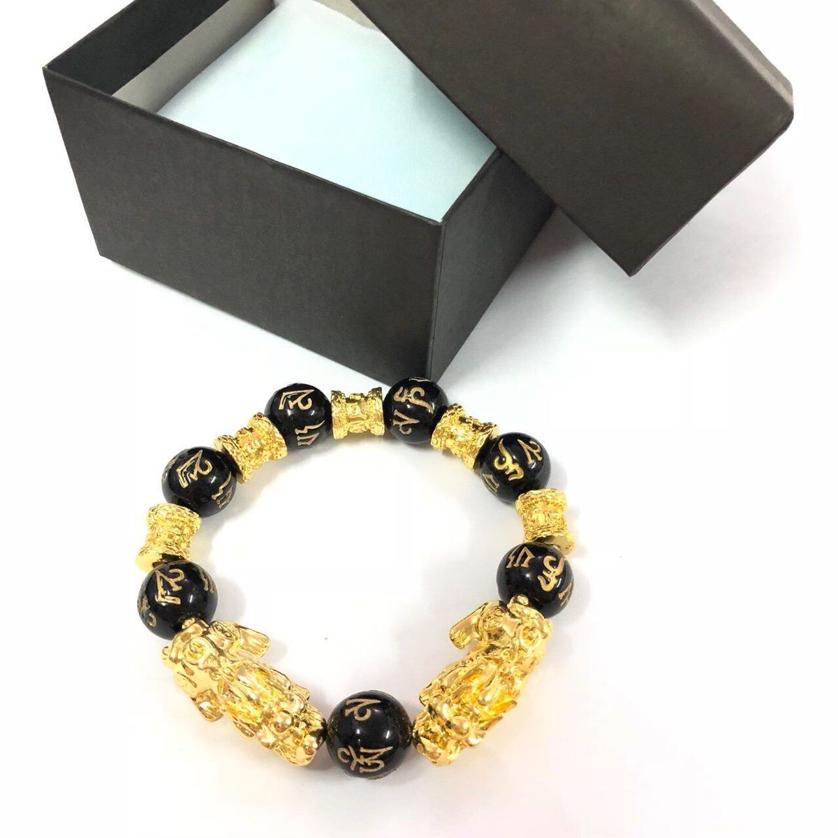 VÒNG TAY PHONG THỦY SONG TỲ HƯU KẾT HỢP ĐÁ KHẮC CHỮ KINH PHẬT