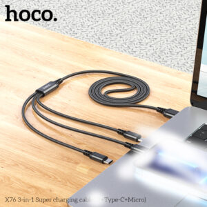 Cáp Sạc 3 Đầu Hoco X76 Dài 1m