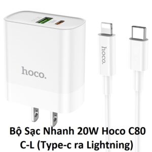 Bộ Sạc Nhanh 20W Hoco C80 C-L (Type-c ra Lightning)