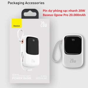 Pin dự phòng sạc nhanh 20W Baseus Qpow Pro 20.000mAh. BP