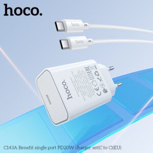 Bộ Sạc Nhanh 20W Hoco C143A C-C (2 Đầu Type-c)