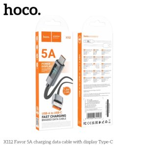Cáp Sạc Nhanh 5A=66W Led Hoco X112 (A-C) USB ra Type-c