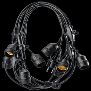 Dây Đui Đèn Ngoài Trời 10m 20 Đui/ 5M 10 Đui và Bóng Đèn led Edison 4W Vỏ Trong Sáng Vàng ST64 / A60 (Bóng Lớn) / G45 (Tròn Nhỏ) - 5m 10 Đui