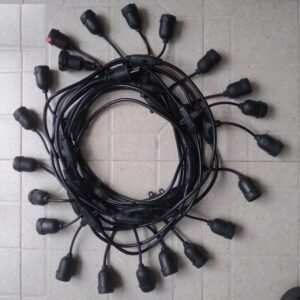 Dây Đui Đèn Ngoài Trời 10m 20 Đui/ 5M 10 Đui và Bóng Đèn led Edison 4W Vỏ Trong Sáng Vàng ST64 / A60 (Bóng Lớn) / G45 (Tròn Nhỏ) - 10m 20 Đui