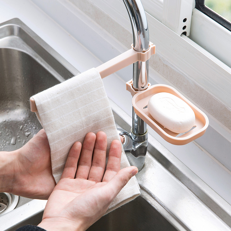 Sink Cloth Holder SVOPY Stainless Steel Kitchen Sink Sponge Holder, Adjustable Faucet Rack, Shower Caddy Shelf Metal Dishcloth