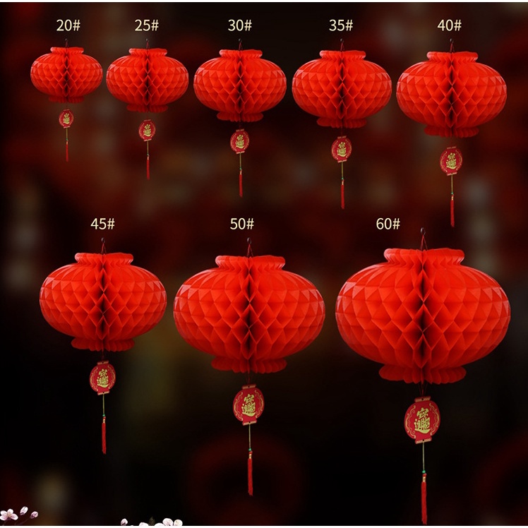 Set 10 Đèn lồng đỏ trang trí tết Tết nilon xếp Hàng thường ( mỏng)