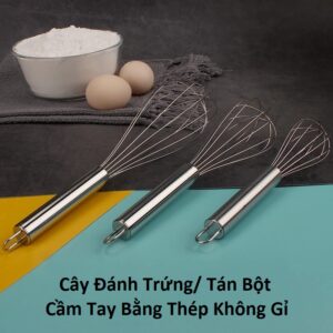Cây Đánh Trứng/ Tán Bột Cầm Tay Bằng Thép Không Gỉ 22cm