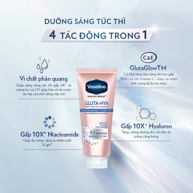 Tinh Chất Dưỡng Thể Body Vaseline Chống Nắng & Hỗ Trợ Dưỡng Sáng Da Toàn Thân Healthy Bright