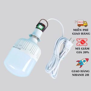 Bộ Dây Đui Đèn 2M5 Kèm Bóng Buld 20w Và Bóng Đèn Trụ Bọc Nhôm DSY 50W/ 40W/ 30W/ 20W Và Đui Đèn Liền Dây Công Tắc 1M5/ 2M5/ 4M5
