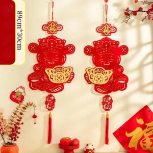 Cặp Liễn nhung đỏ Thần Tài treo cửa