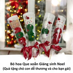 Bó hoa Que xoắn Giáng sinh Noel (Quà tặng chó con dễ thương và cho bạn gái)