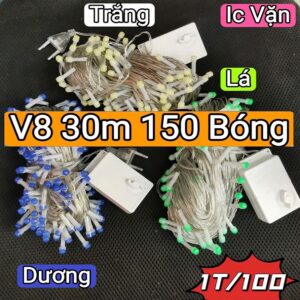 Dây Bóng Đèn Led Siêu Sáng V8 30M (Bóng Màu) Vàng